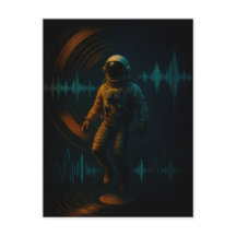 Astronaut drijvend in Glitchwave Sound Art