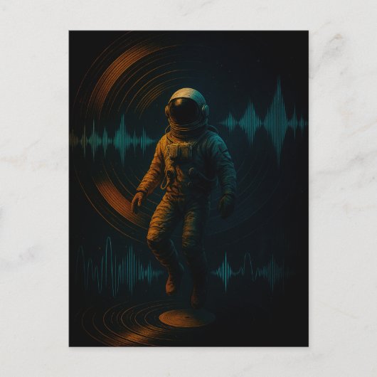 Astronaut drijvend in Glitchwave Sound Art Briefkaart (Voorkant)