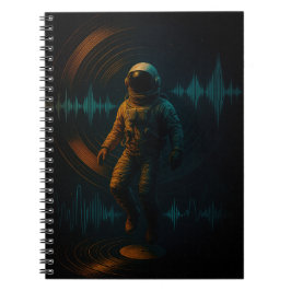Astronaut drijvend in Glitchwave Sound Art Notitieboek