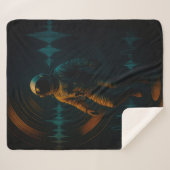 Astronaut drijvend in Glitchwave Sound Art Sherpa Deken (Voorkant (horizontaal))