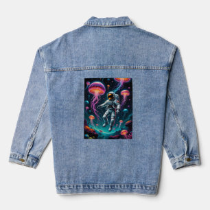 Astronaut Drijvend Met Gloeiende Ruimtekwal Te Denim Jacket