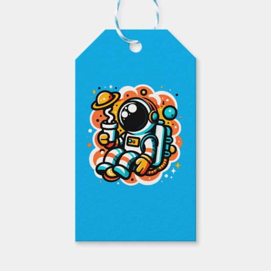 Astronaut Drink koffie - cafeïne in de ruimte Cadeaulabel (Voorkant)