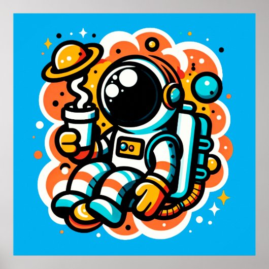 Astronaut Drink koffie - cafeïne in de ruimte Poster (Voorkant)