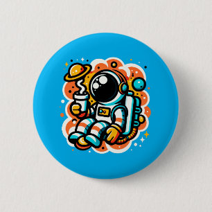Astronaut Drink koffie - cafeïne in de ruimte Ronde Button 5,7 Cm