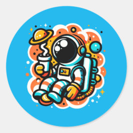 Astronaut Drink koffie - cafeïne in de ruimte Ronde Sticker