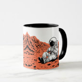 Astronaut Drinking Coffee on Mars - Minimal Design Mok (Voorkant rechts)