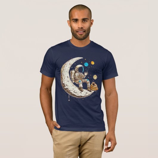 Astronaut Drinkt Koffie T-Shirt (Voorkant volledig)