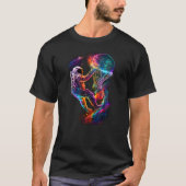 Astronaut Dunking a Basketball Player Outer Space T-shirt (Voorkant)