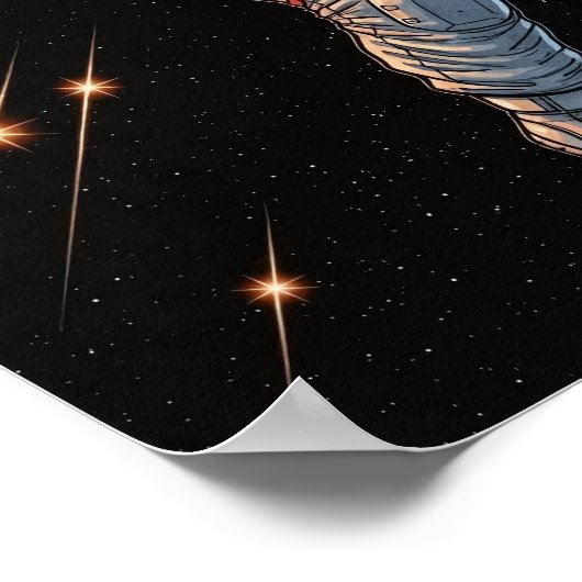 Astronaut Dunking Fiery Basketball Dynamic Space Poster (Hoek)