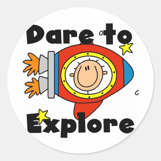 Astronaut Durf Tshirts en geschenken te verkennen Ronde Sticker (Voorkant)