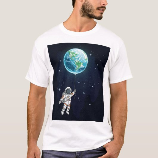 Astronaut Earth Balloon Graphic T-shirt (Voorkant)