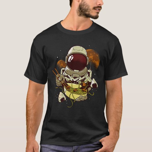 Astronaut Eating Ramen Noodles Sushi Rice Outer Sp T-shirt (Voorkant)