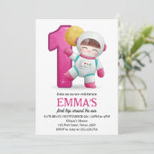 Astronaut eerste reis rond de zon 1e verjaardag kaart (Staand voorkant)