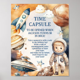 Astronaut eerste reis rond de zon tijd capsule poster