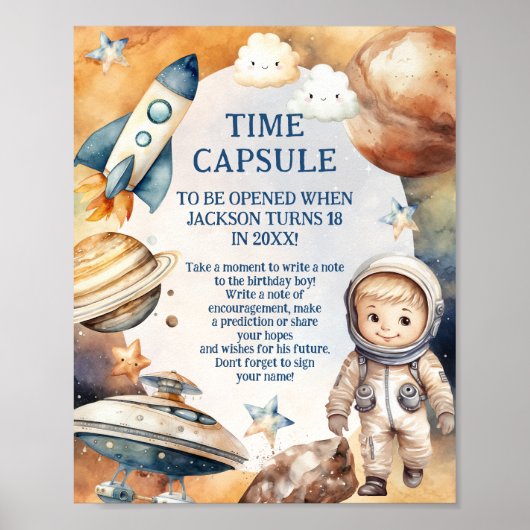 Astronaut eerste reis rond de zon tijd capsule poster (Voorkant)