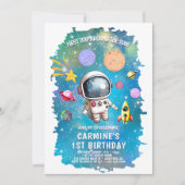 Astronaut eerste reis rond zon 1e verjaardag kaart (Voorkant)