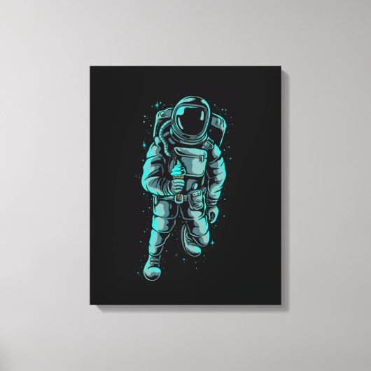 Astronaut eet ijs gestrekte canvasprint canvas afdruk (Voorkant)