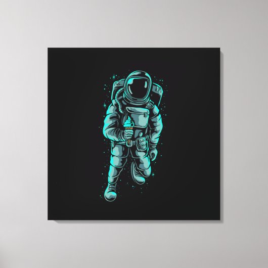 Astronaut eet ijs gestrekte canvasprint canvas afdruk (Voorkant)