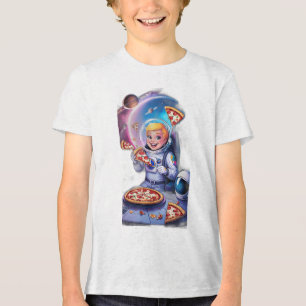 Astronaut eet pizza in de ruimte. Tri-Blend shirt