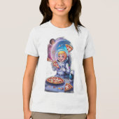 Astronaut eet pizza in de ruimte. Tri-Blend shirt (Voorkant)