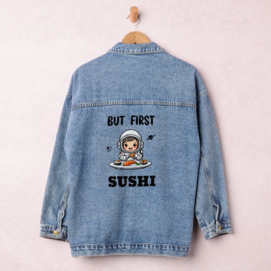 Astronaut eet sushi denim jacket (Hangar)