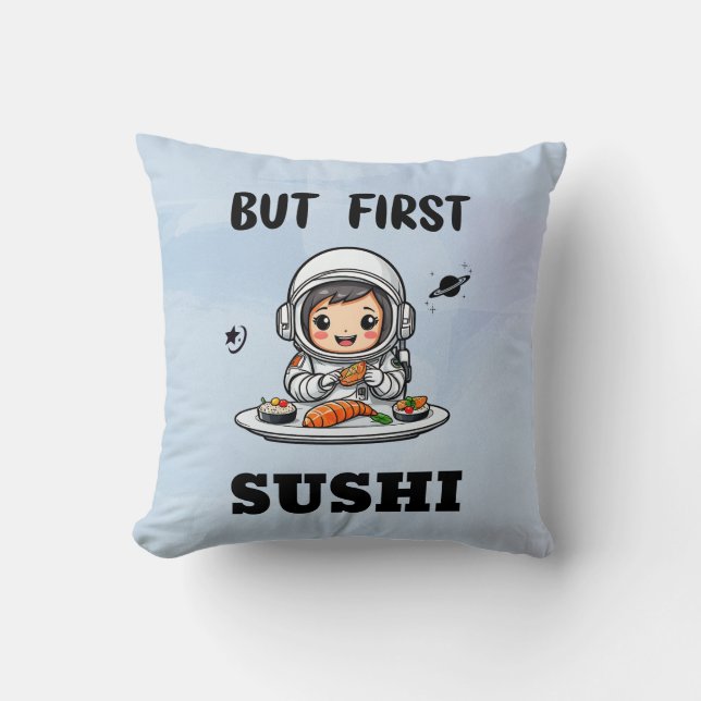 Astronaut eet sushi kussen (Voorkant)