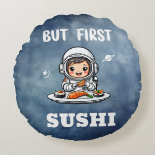 Astronaut eet sushi rond kussen