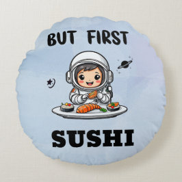 Astronaut eet sushi rond kussen