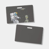 Astronaut en alien   badge (Voor- en achterkant)