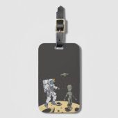 Astronaut en alien bagagelabel (Voorkant (verticaal))