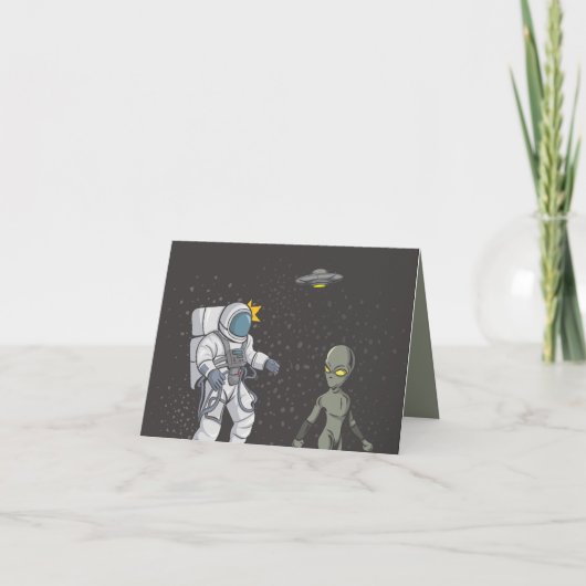 Astronaut en alien    bedankkaart (Voorkant)