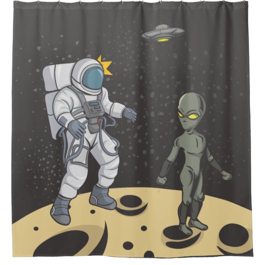Astronaut en alien douchegordijn (Voorkant)
