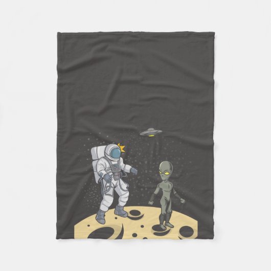 Astronaut en alien   fleece deken (Voorkant)