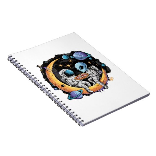 Astronaut en Alien Geniet van een Slice Notitieboek (Rechterzijde)
