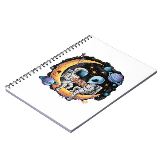 Astronaut en Alien Geniet van een Slice Notitieboek (Linkerzijde)