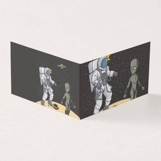 Astronaut en alien    kaart (Buitenkant)