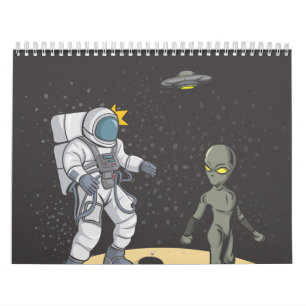 Astronaut en alien kalender