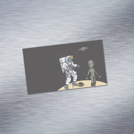 Astronaut en alien magnetisch visitekaartje (Voorbeeld)