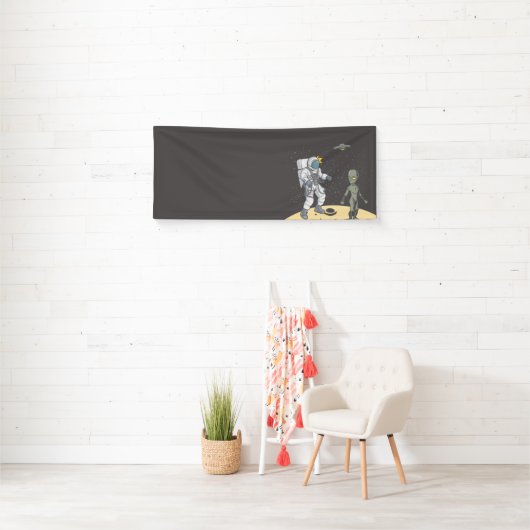 Astronaut en alien spandoek (Insitu)