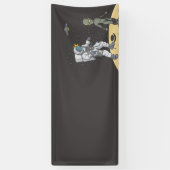 Astronaut en alien spandoek (Verticaal)