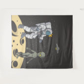 Astronaut en alien    wandkleed (Voorkant (horizontaal))