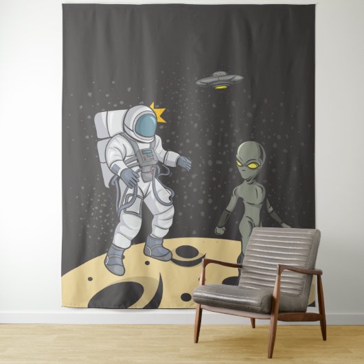 Astronaut en alien    wandkleed (In situ)