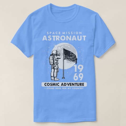 ASTRONAUT EN AMERIKAANSE VLAG T-SHIRT (Design voorkant)