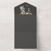 Astronaut en buitenaards all in one uitnodiging (Binnen)