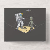 Astronaut en buitenaards all in one uitnodiging (Achterkant)