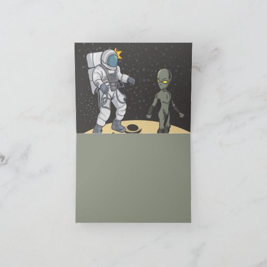 Astronaut en buitenaards bedankkaart (Binnen)