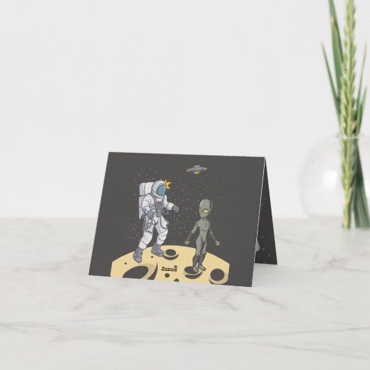 Astronaut en buitenaards bedankkaart (Achterkant)