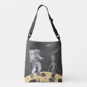 Astronaut en buitenaards crossbody tas (Achterkant)