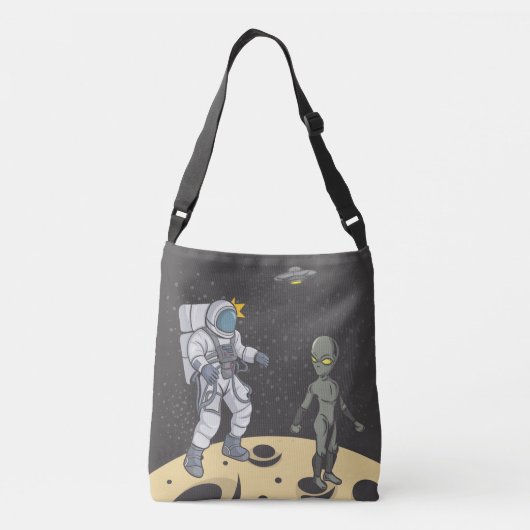Astronaut en buitenaards crossbody tas (Achterkant)