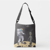 Astronaut en buitenaards crossbody tas (Voorkant)
